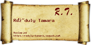 Ráduly Tamara névjegykártya